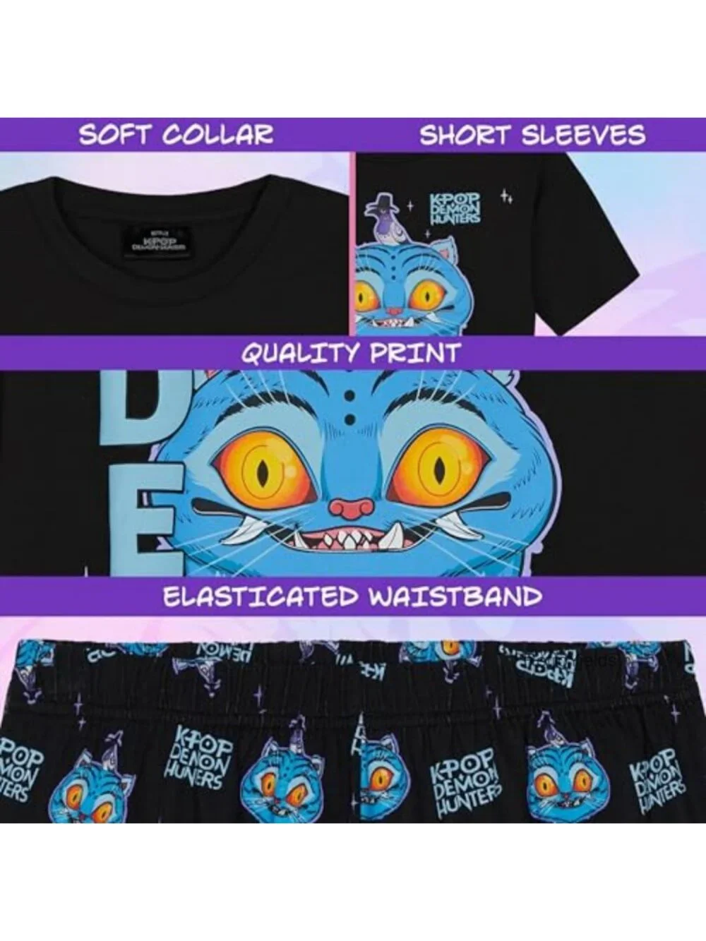 Girls 2-Pc Pajama Set Short Sleeve Cotton Blend Lounge Set